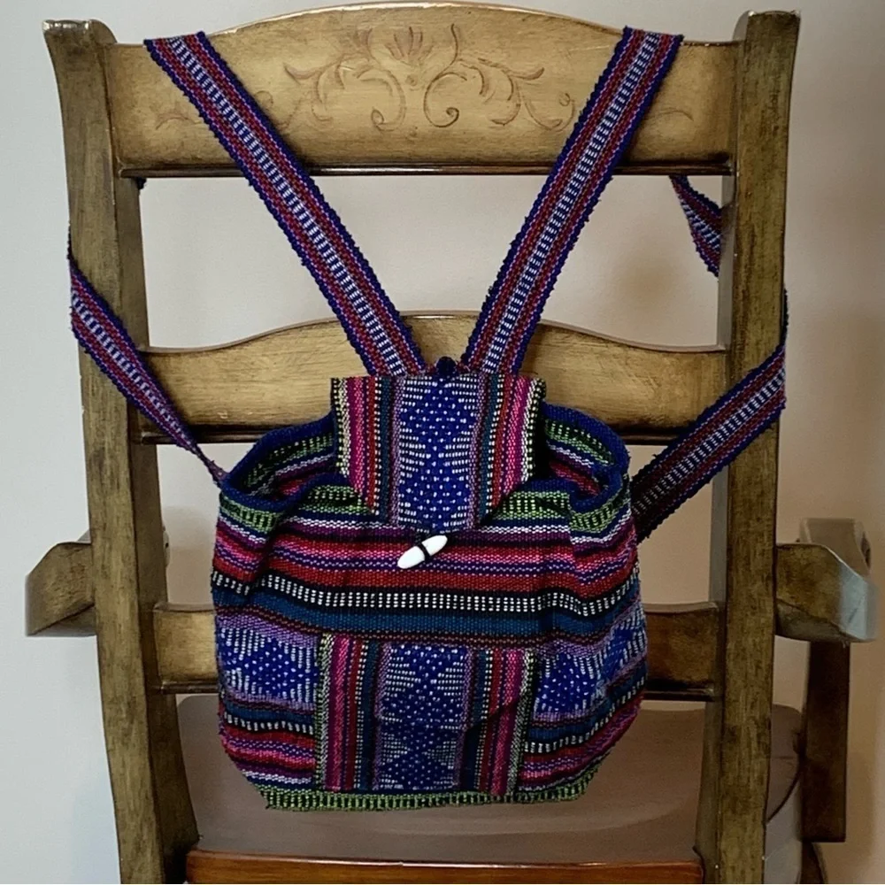 Handmade Woven Baja Mexican Serape‎ Hippie Backpack